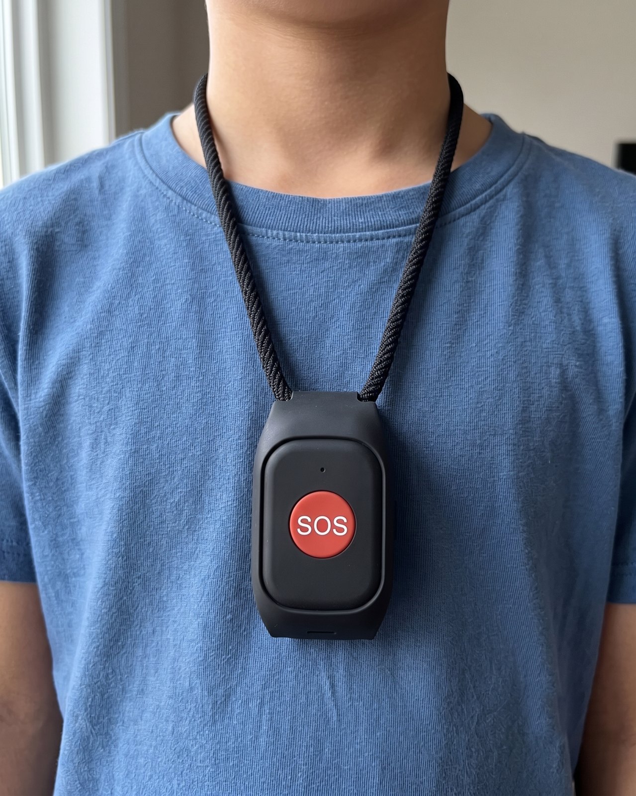 Zeki Pro colgado al cuello con cobertor de silicona y lanyard